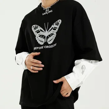 Men Reflective Butterfly Loose Splice Long Sleeve T-shirt Male Women Streetwear Hip Hop Couple Tees Shirts
Men Reflective Butterfly Loose Splice Long Sleeve T-shirt Male Women Streetwear Hip Hop Couple Tees Shirts