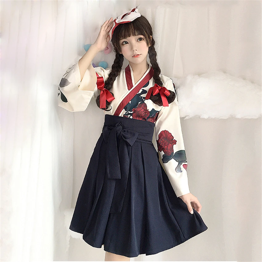 Girls-Japanese-Style-Retro-Kimono-Floral-Long-Sleeve-Woman-Party-Dress-Summer-Fashion-Outfits-Top-Bow