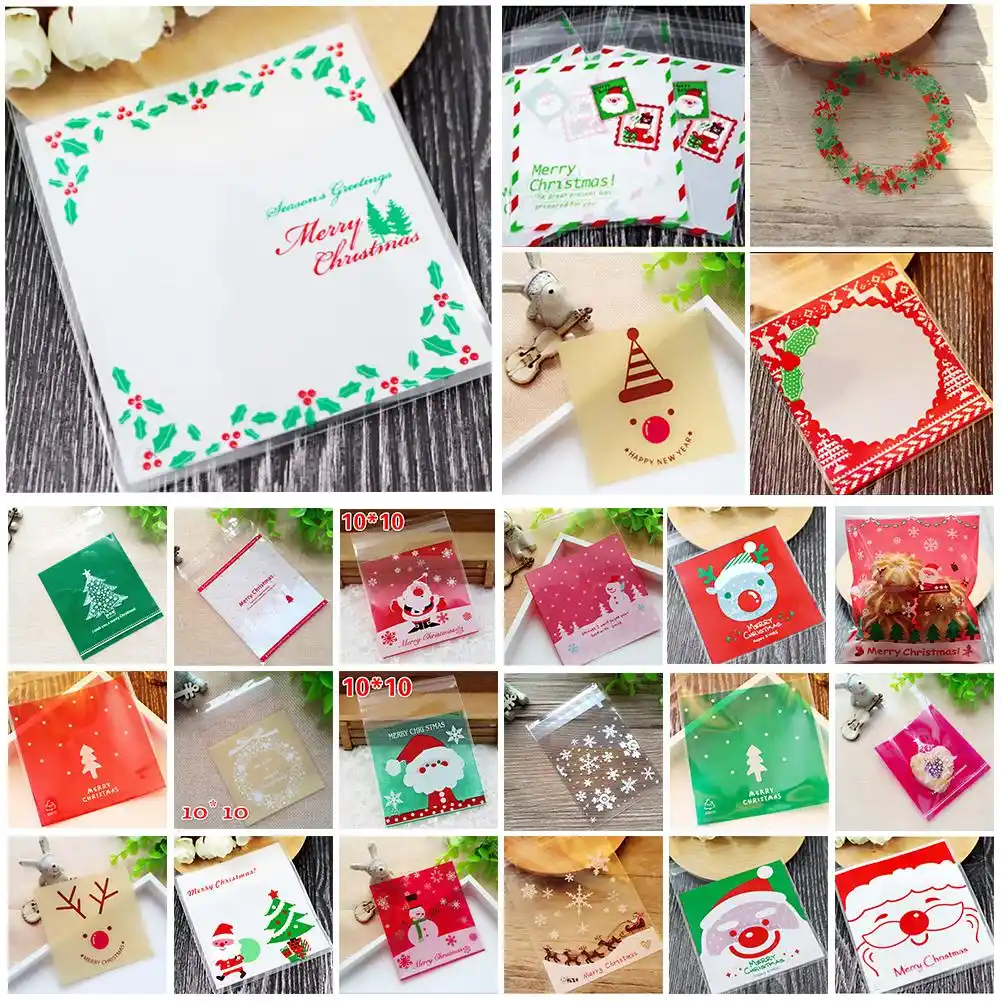 100pcs biscuit bag christmas decoration baking bag biscuit snack