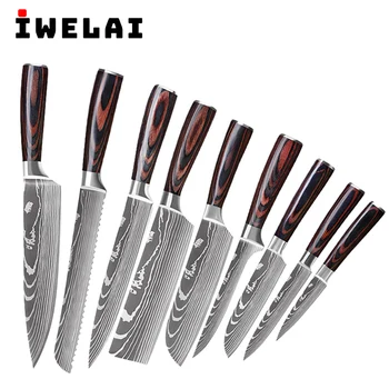 IWELAI Kitchen knives Set Home Use Chef Knife Japanese 7CR17 440C High Carbon Stainless Steel Imitation Damascus Pattern Knife
IWELAI Kitchen knives Set Home Use Chef Knife Japanese 7CR17 440C High Carbon Stainless Steel Imitation Damascus Pattern Knife
