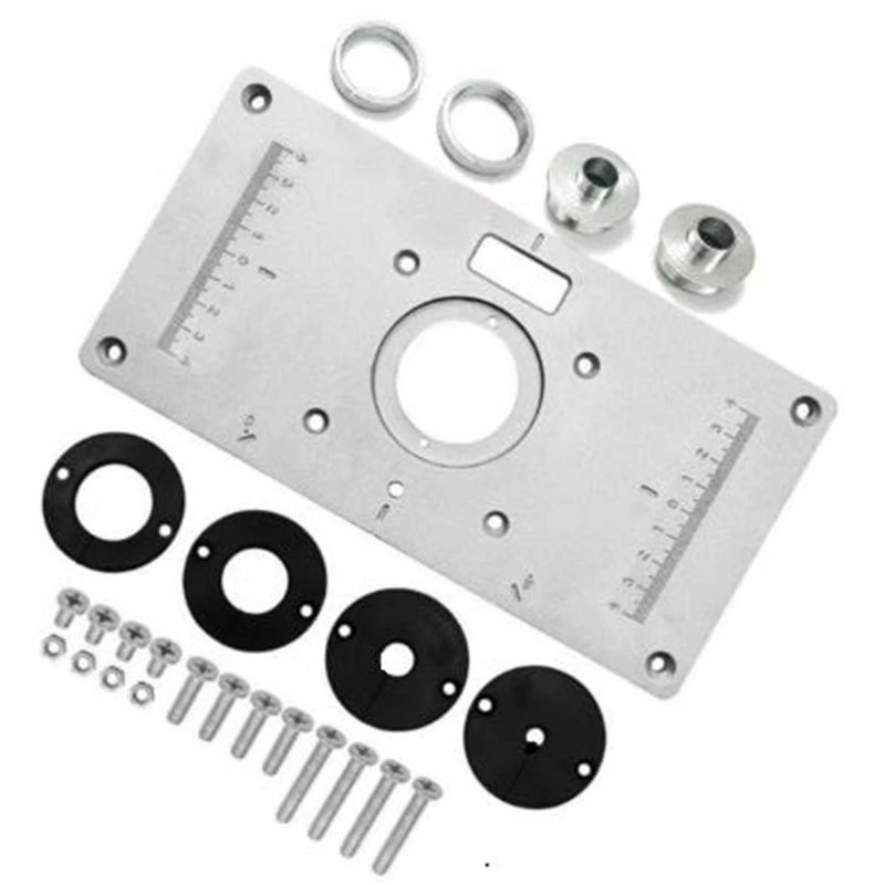Router Table Plate 700C Aluminum Router Table Insert Plate+4 Rings Screws and 2 Sets of Bushings for Woodworking Bench
Router Table Plate 700C Aluminum Router Table Insert Plate+4 Rings Screws and 2 Sets of Bushings for Woodworking Bench