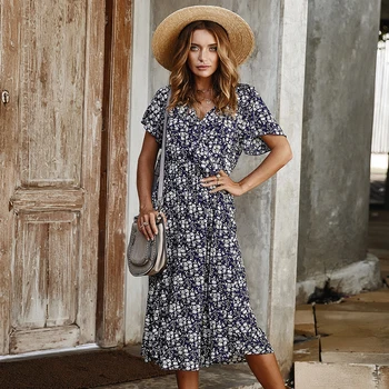 2020 New Causal Summer V-neck Print Dress Women A-line Cotton Elegant Long Short Sleeve Dress Red Navy Blue
2020 New Causal Summer V-neck Print Dress Women A-line Cotton Elegant Long Short Sleeve Dress Red Navy Blue