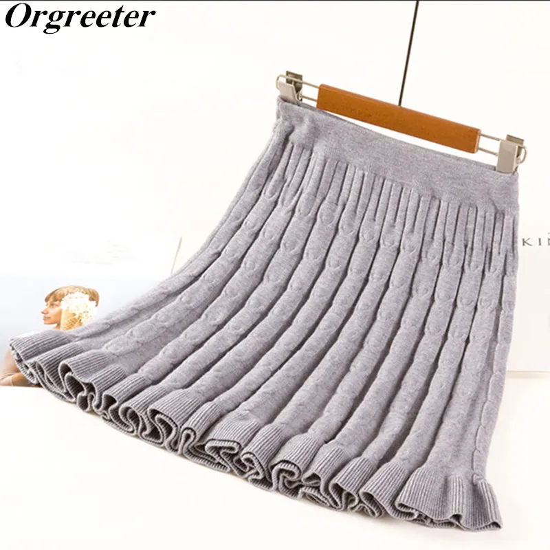 Warm Women Knit Skirt New High Waist Elastic Twisted Ruffles Pleated Mini Skirt Fashion elegant Fall Winter Solid Knit Skirt
Warm Women Knit Skirt New High Waist Elastic Twisted Ruffles Pleated Mini Skirt Fashion elegant Fall Winter Solid Knit Skirt