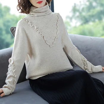 Women Ruffles Turtleneck Knitted Sweater Hollow Out Long sleeve Stretchy Solid Pullovers Female Soft Warm Casual Slim Top Jumper
Women Ruffles Turtleneck Knitted Sweater Hollow Out Long sleeve Stretchy Solid Pullovers Female Soft Warm Casual Slim Top Jumper