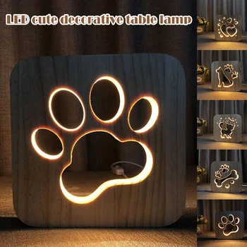 LED Dog Paw Shaped Light Wood Carving Hollow out Desk Bedroom Lamp Night Light GHS99 
LED Dog Paw Shaped Light Wood Carving Hollow out Desk Bedroom Lamp Night Light GHS99