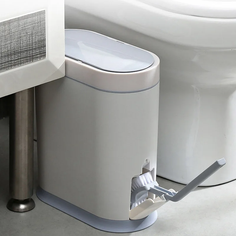 

14L Large Capacity Smart Sensor Trash Can Bathroom Garbage Box with Toilet Brush Narrow Slot Sensor Trash Can Kitchen Trash Can