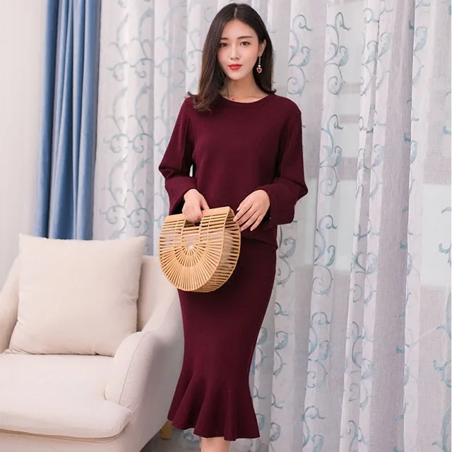 Winter Sweater Two-Piece Women's Fashion Wool Skirt Set 2019 New Style Korean-style Autumn And Winter Flounced Fishtail Skirt
Winter Sweater Two-Piece Women's Fashion Wool Skirt Set 2019 New Style Korean-style Autumn And Winter Flounced Fishtail Skirt