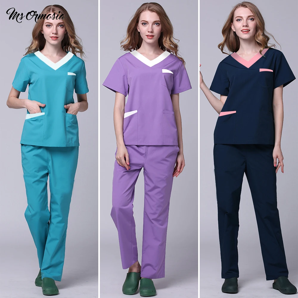 

soft Breathable Solid color soft Scrub Laboratory uniform sets Pet grooming working clothes men and women Custom logo wholesale