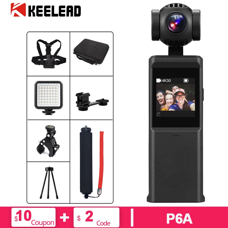KEELEAD P6A 3 оси 4K HD карманный портативный монопод с шарнирным замком Камера