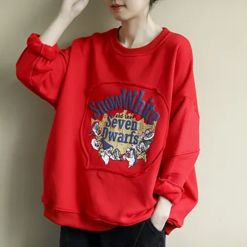 3 Colors letter Cartoon printing Sweatshirts Pullovers Women Pullover Sweatshirt snowwhite Add wool loose Wild Tops Clothes 
3 Colors letter Cartoon printing Sweatshirts Pullovers Women Pullover Sweatshirt snowwhite Add wool loose Wild Tops Clothes