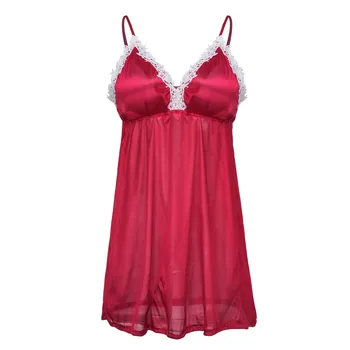 New Women nightdress Sexy V-Neck Lace Patchwork Lingerie Silk Satin Sleepwear Nightdress With Thong Underwear ночная сорочка
New Women nightdress Sexy V-Neck Lace Patchwork Lingerie Silk Satin Sleepwear Nightdress With Thong Underwear ночная сорочка