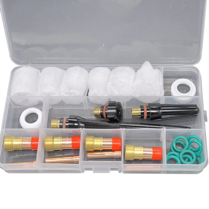 30Pcs Durable Tig Welding Torch Accessories 4#-12# Glass Cup Kit Tig Gas Lens Collets Body For Wp-17/18/26 Torch
30Pcs Durable Tig Welding Torch Accessories 4#-12# Glass Cup Kit Tig Gas Lens Collets Body For Wp-17/18/26 Torch