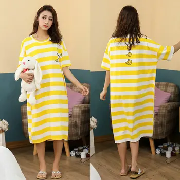 Summer Cotton Short-Sleeved Thin Section Korean Fresh Student Sleepwear Cute Loose Can Wear Outside Nightdress Female Nighties
Summer Cotton Short-Sleeved Thin Section Korean Fresh Student Sleepwear Cute Loose Can Wear Outside Nightdress Female Nighties
