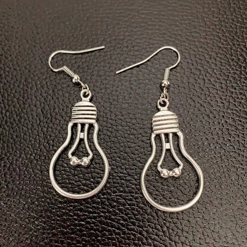 New 36x19mm Simple Retro Threaded Incandescent Light Bulb Pendant Earring Glamorous Drop Metal | Украшения и аксессуары