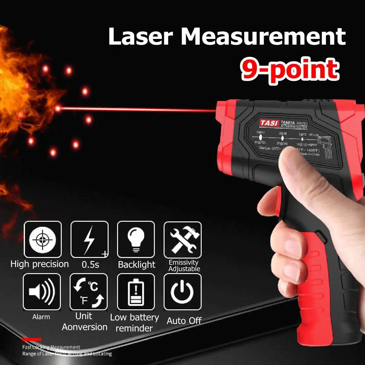 Digital Laser Infrared Thermometer Non-Contact Laser Temperature Measuring Instrument -50-880C LCD Pyrometer
Digital Laser Infrared Thermometer Non-Contact Laser Temperature Measuring Instrument -50-880C LCD Pyrometer