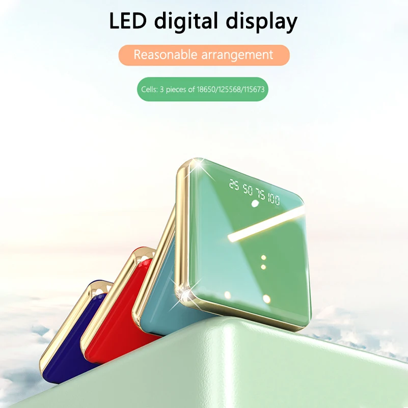 Portable Mini Power Bank 20000mAh LED Mirror Display Dual USB External Battery Powerbank 5V 2A Fast Charger For Xiaomi 2020 New Portable Mini Power Bank 20000mAh LED Mirror Display Dual USB External Battery Powerbank 5V 2A Fast Charger For Xiaomi 2020 New