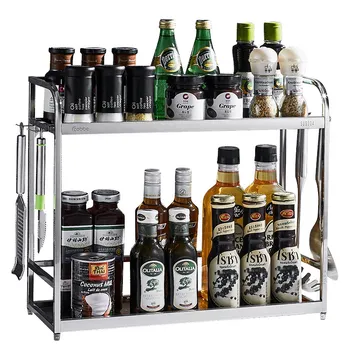304 Stainless Steel Kitchen Shelf Landing 2-layer Oil Salt Sauce Vinegar Storage Supplies Condiment Seasoning Shelf
304 Stainless Steel Kitchen Shelf Landing 2-layer Oil Salt Sauce Vinegar Storage Supplies Condiment Seasoning Shelf