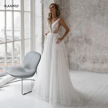 RANMO Elegant Glitter A-Line Wedding Dress V-Neck Lace Appliques Sleeveless Beading Bridal Gown Sexy Brides Dress With Pocket
RANMO Elegant Glitter A-Line Wedding Dress V-Neck Lace Appliques Sleeveless Beading Bridal Gown Sexy Brides Dress With Pocket