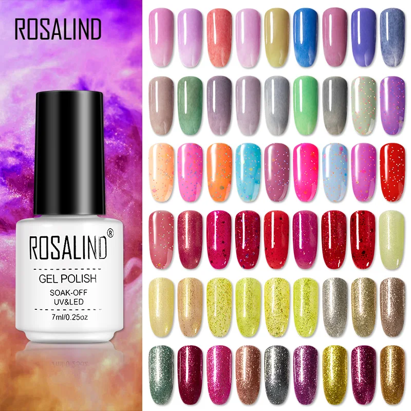 

ROSALIND Clearance Sale Nail Polish Gel Series 7ML Varnishes Hybrid Semi Permanent Nail Art Need Base Top For Design Manicure