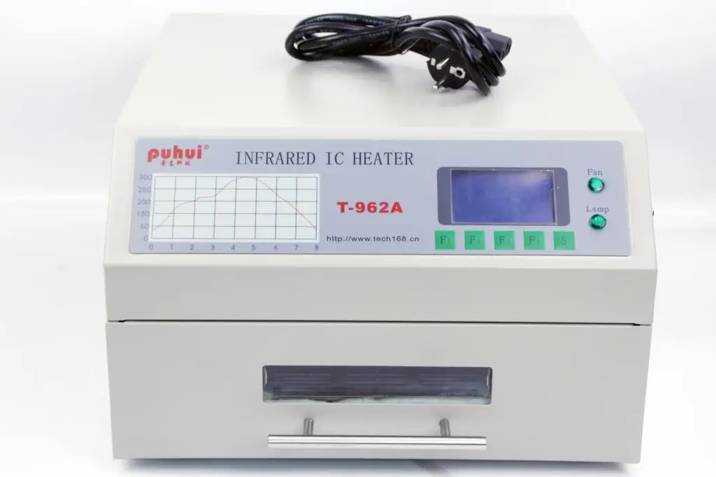 T 962A Infrared Reflow Oven 1500W Infrared IC Heater T962A BGA bead welding PCB Reflow welder SMT intelligent reflow furnace
T 962A Infrared Reflow Oven 1500W Infrared IC Heater T962A BGA bead welding PCB Reflow welder SMT intelligent reflow furnace