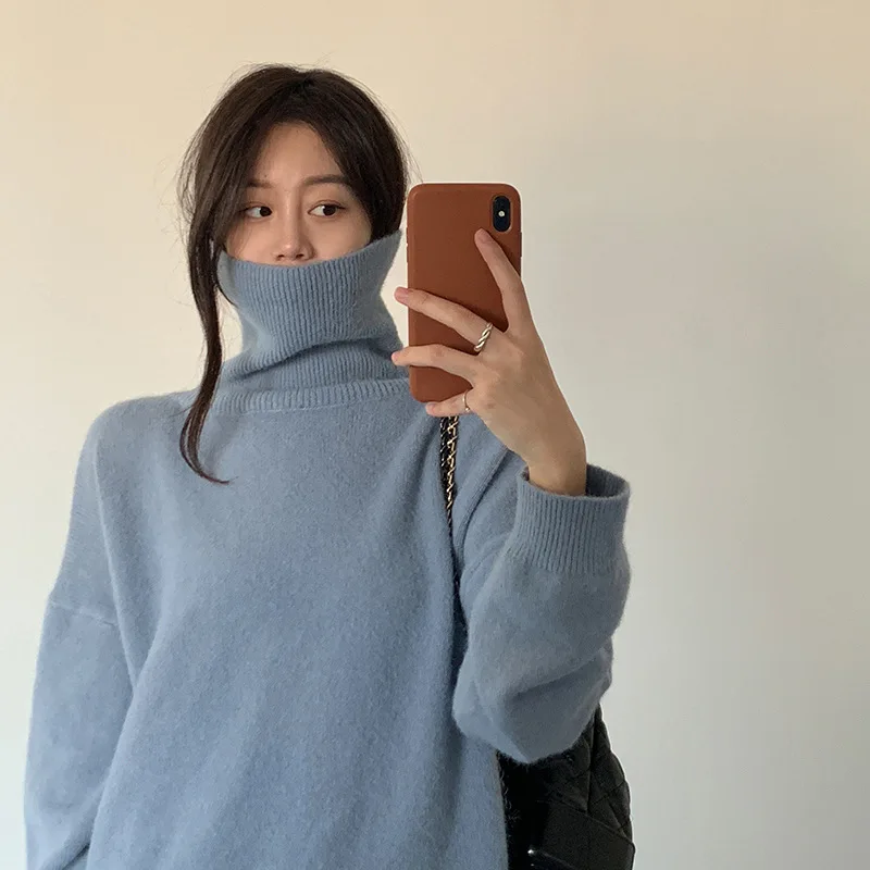 Drop-shoulder Sleeves High Neck Skin-friendly Solid Color Loose Sweater Women 2020 Winter Korean Fashion All-match Knitted Top
Drop-shoulder Sleeves High Neck Skin-friendly Solid Color Loose Sweater Women 2020 Winter Korean Fashion All-match Knitted Top