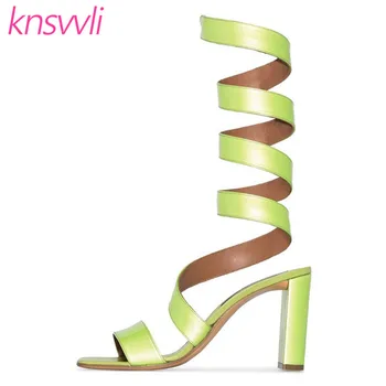 Snake Winding Gladiator Sandals Women Chunky High Heels Square Toe Summer Runway Dress Shoes Woman Designer Sandalias Mujer 
Snake Winding Gladiator Sandals Women Chunky High Heels Square Toe Summer Runway Dress Shoes Woman Designer Sandalias Mujer
