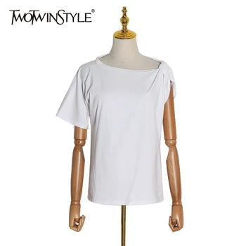 TWOTWINSTYLE Casual Asymmetrical Women T Shirt O Neck Short Sleeve Loose Ruched Irregular T-shirts Female Clothing 2020 Fashion
TWOTWINSTYLE Casual Asymmetrical Women T Shirt O Neck Short Sleeve Loose Ruched Irregular T-shirts Female Clothing 2020 Fashion