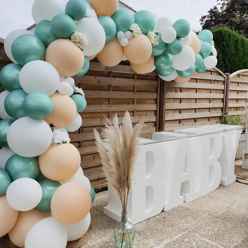 

87Pcs/Lot Macaron White Balloon Arch Kit Green Skin Color Latex Garland Balloons Wedding Birthday Party Decor Baby Shower Globos