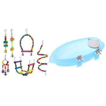 Finch Canary African Grey Cockatoo Amazon Cage Shower Bathing Tub Food Feeder Bowl with6 Pcs Bird Parrot Toys
Finch Canary African Grey Cockatoo Amazon Cage Shower Bathing Tub Food Feeder Bowl with6 Pcs Bird Parrot Toys