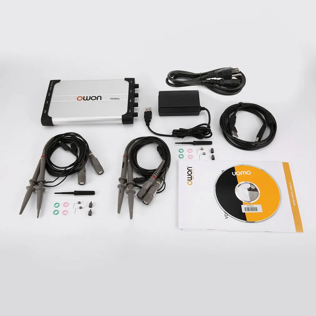 Owon VDS2064L Oscilloscope Portable 100MSa/S 25M 60MHz 4+1 Channels Record USB Storage Waveform Generator Multimeter Spectrum
Owon VDS2064L Oscilloscope Portable 100MSa/S 25M 60MHz 4+1 Channels Record USB Storage Waveform Generator Multimeter Spectrum