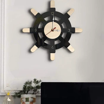 Nautical Wood Wall Clock Creative Rudder Nordic Style Silent Transparent Acrylic Clock Sailboat Steering Wheel Helm Decoration f
Nautical Wood Wall Clock Creative Rudder Nordic Style Silent Transparent Acrylic Clock Sailboat Steering Wheel Helm Decoration f