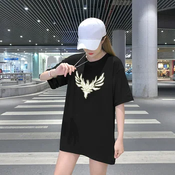 Summer new women's suit for the bar jumpy top dark black net red reflective short-sleeved T-shirt depression tie
Summer new women's suit for the bar jumpy top dark black net red reflective short-sleeved T-shirt depression tie