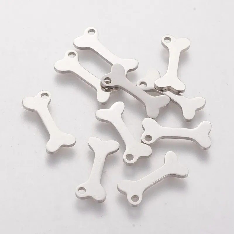 

10pcs 304 Stainless Steel Rustproof Dog Bone Charms Blank Stamping Tag Pendants for DIY Necklace Bracelet Jewelry Making Finding
