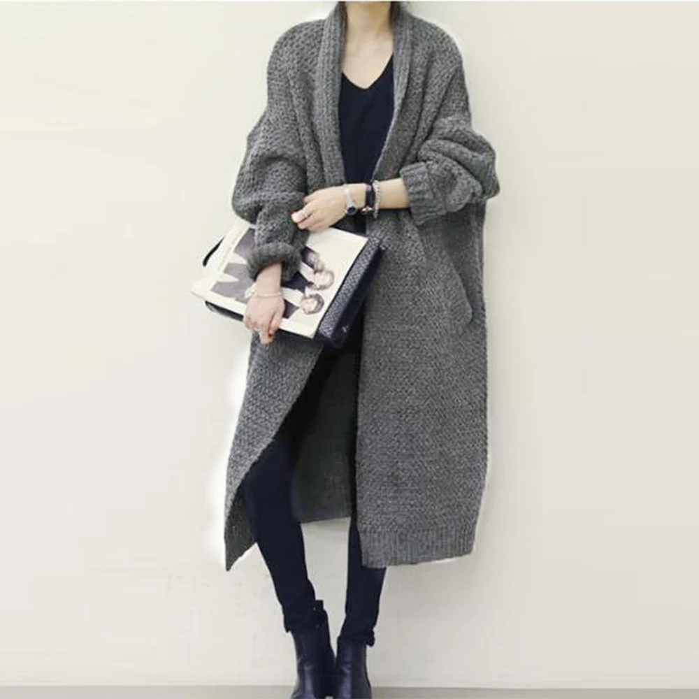 Women Sweaters Casual Elegant OL Plus Size Loose Cardigan Thick Lapel Solid Female Spring Warm Vintage Wool Tops Long Knitwear
Women Sweaters Casual Elegant OL Plus Size Loose Cardigan Thick Lapel Solid Female Spring Warm Vintage Wool Tops Long Knitwear