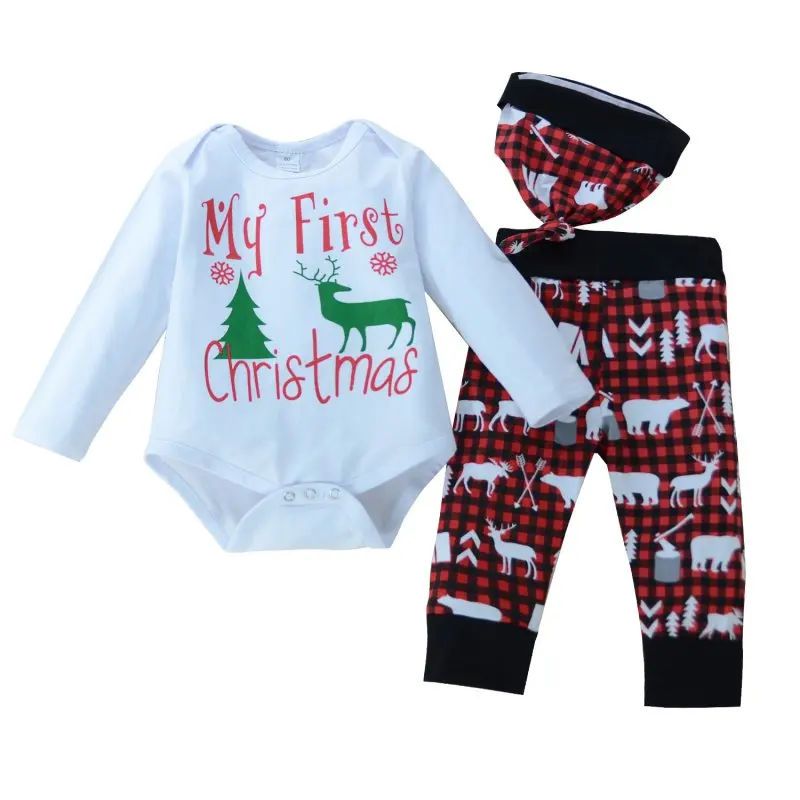 Baby Boy Girl Suits Christmas Tree Style Cotton Long Sleeves Letter Printing Rompers+Pants+Hat 3pcs Suits Cuteborn Clothes
Baby Boy Girl Suits Christmas Tree Style Cotton Long Sleeves Letter Printing Rompers+Pants+Hat 3pcs Suits Cuteborn Clothes