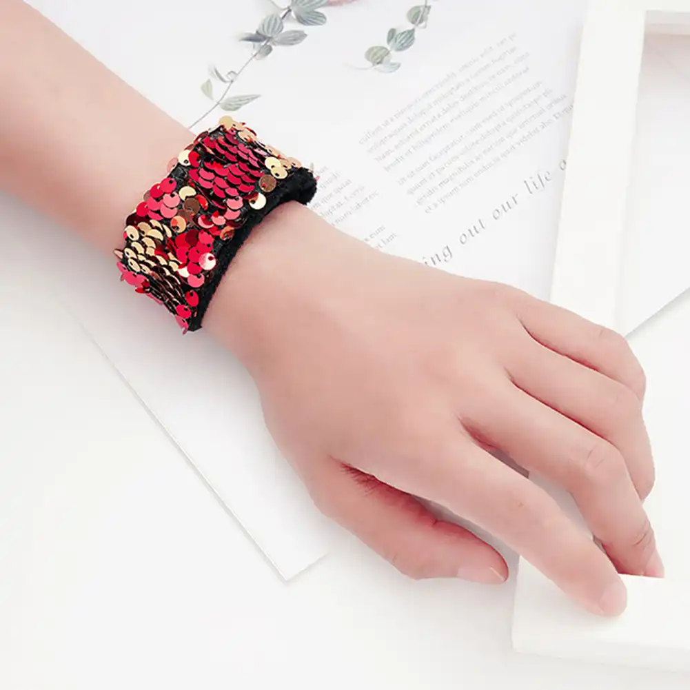 shiny children sequins slap bracelet wristband headband party