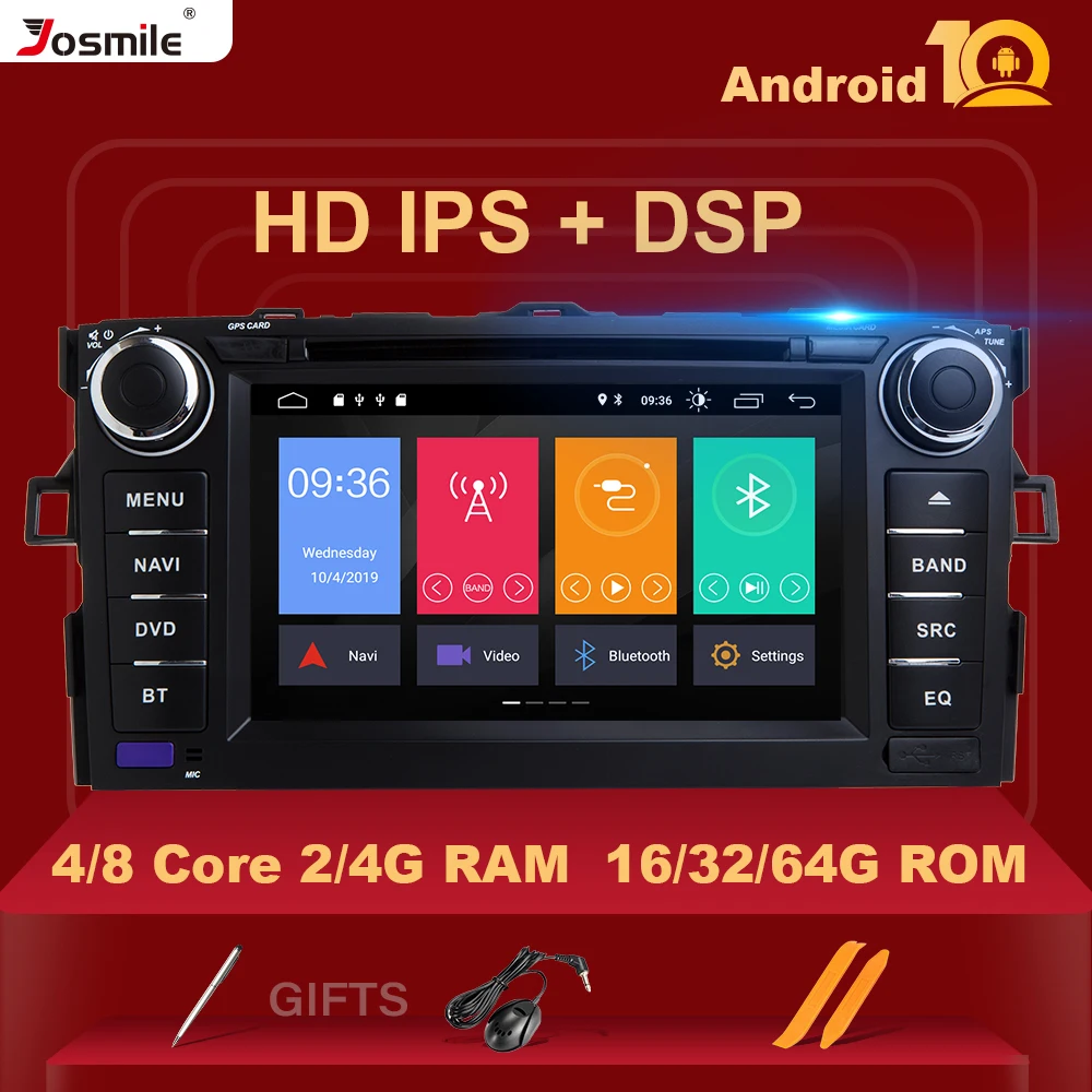 Автомобильный DVD-плеер DSP IPS 4 Гб 64 2 Din Android 10 для TOYOTA AURIS Altis COROLLA 2012 2013 радио GPS