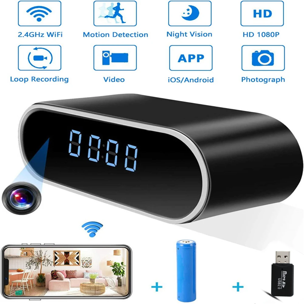 1080P Mini Camera WiFi Hisilicon Chip Wireless Nanny Clock Time Alarm with Night Vision Sensor Remote Monitor Micro IP Home Cam
1080P Mini Camera WiFi Hisilicon Chip Wireless Nanny Clock Time Alarm with Night Vision Sensor Remote Monitor Micro IP Home Cam
