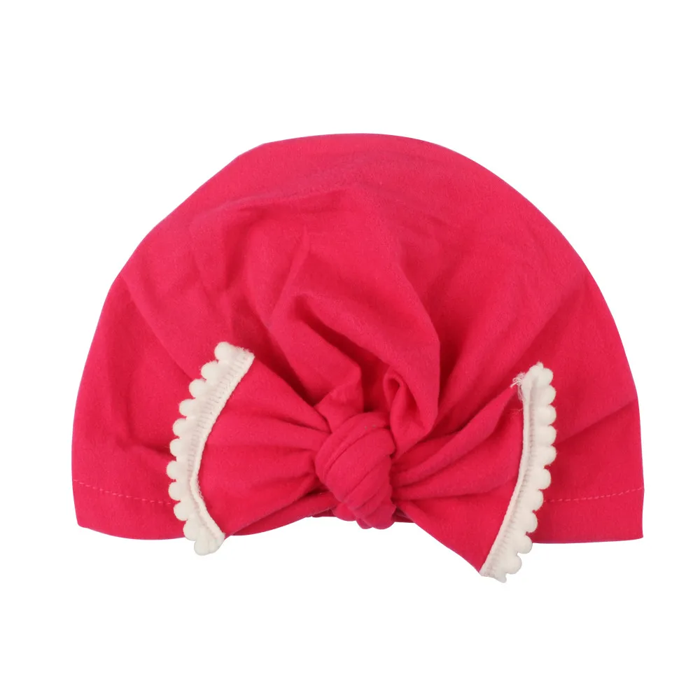 Newborn Baby Boys Girls Soft Turban Cap Baby bow Indian hat pullover hat cap Beanie Solid Bow Knot Wrap Hats Baby Gifts