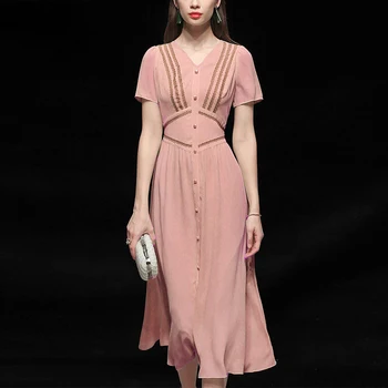 Seifermann Summer Fashion Designer Office Chiffon Dress Women Lace Floral Puff Sleeve Elastic Waist Big swing Ladies Midi Dress
Seifermann Summer Fashion Designer Office Chiffon Dress Women Lace Floral Puff Sleeve Elastic Waist Big swing Ladies Midi Dress