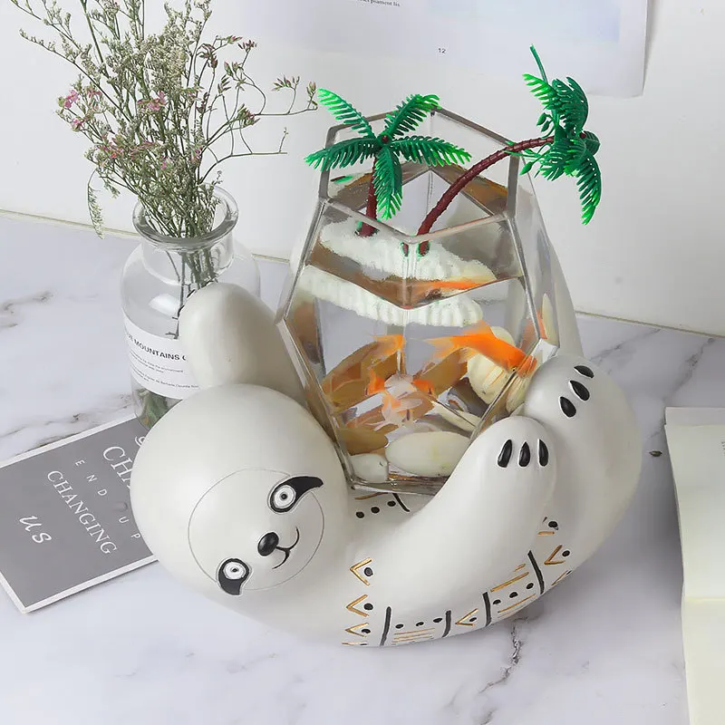 2 Freshwater Mini Fish Tank Aquarium Aquatic Pet Supplies Portable Desktop Office Decoration Freshwater Fish Bowls Handmade Gift