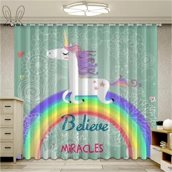 Rainbow Unicorn Window Curtains Cartoon Kids Living Room Bedroom Blackout Curtains Ultra-thin Micro Shading Cortina Parlour Room
Rainbow Unicorn Window Curtains Cartoon Kids Living Room Bedroom Blackout Curtains Ultra-thin Micro Shading Cortina Parlour Room