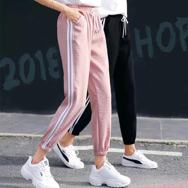 Harajuku Drawstring Thin Summer Sports Ankle-length Pants Loose Casual High Waist Stripes Women Harlan Pants
Harajuku Drawstring Thin Summer Sports Ankle-length Pants Loose Casual High Waist Stripes Women Harlan Pants