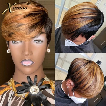 XUMOO Bob Wig Human Brazilian Hair Wigs Highlight Brown Pixie Cut Wig None Lace Wigs With Bangs Short Human Hair Wigs For Women
XUMOO Bob Wig Human Brazilian Hair Wigs Highlight Brown Pixie Cut Wig None Lace Wigs With Bangs Short Human Hair Wigs For Women