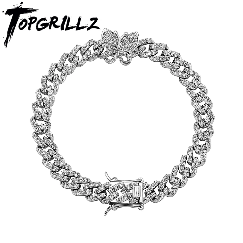 TOPGRILLZ Butterfly Bracelet Miami Cuban Bracelet Iced Out Cubic Zirconia Bracelet Hip Hop Chain Choker Jewelry Gift For Women
TOPGRILLZ Butterfly Bracelet Miami Cuban Bracelet Iced Out Cubic Zirconia Bracelet Hip Hop Chain Choker Jewelry Gift For Women