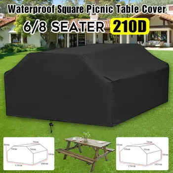 

210D Picnic Table Chair Cover Waterproof Anti UV Dust Garden Patio Furniture Cover Outdoor 6/8 Seater Square Elastic Tablecloth