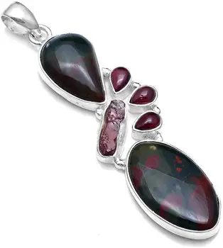 Genuine Blood stone + Garnet Pendant 925 Sterling Silver,65.2 mm, 2SP0847
Genuine Blood stone + Garnet Pendant 925 Sterling Silver,65.2 mm, 2SP0847