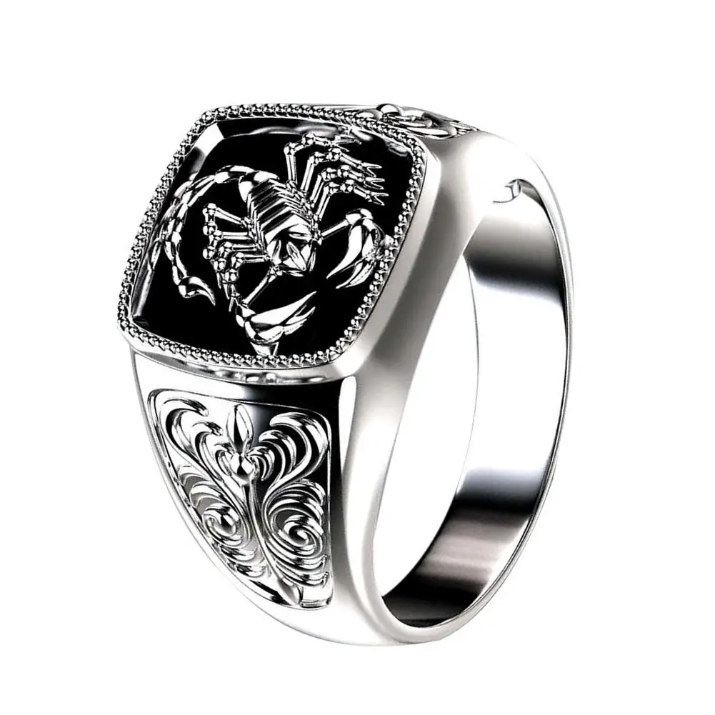 Men Scorpion Engraved Alloy Wide Finger Ring Birthday Club Party Jewelry Gift Finger Ring Men inger Ring Jewelry Gift Finger Rin