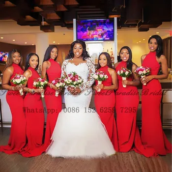 Red Mermaid Bridesmaid Dresses Robe De Soiree De Mariage 2020 Halter Sleeveless Women Long Wedding Party Dress Gown
Red Mermaid Bridesmaid Dresses Robe De Soiree De Mariage 2020 Halter Sleeveless Women Long Wedding Party Dress Gown