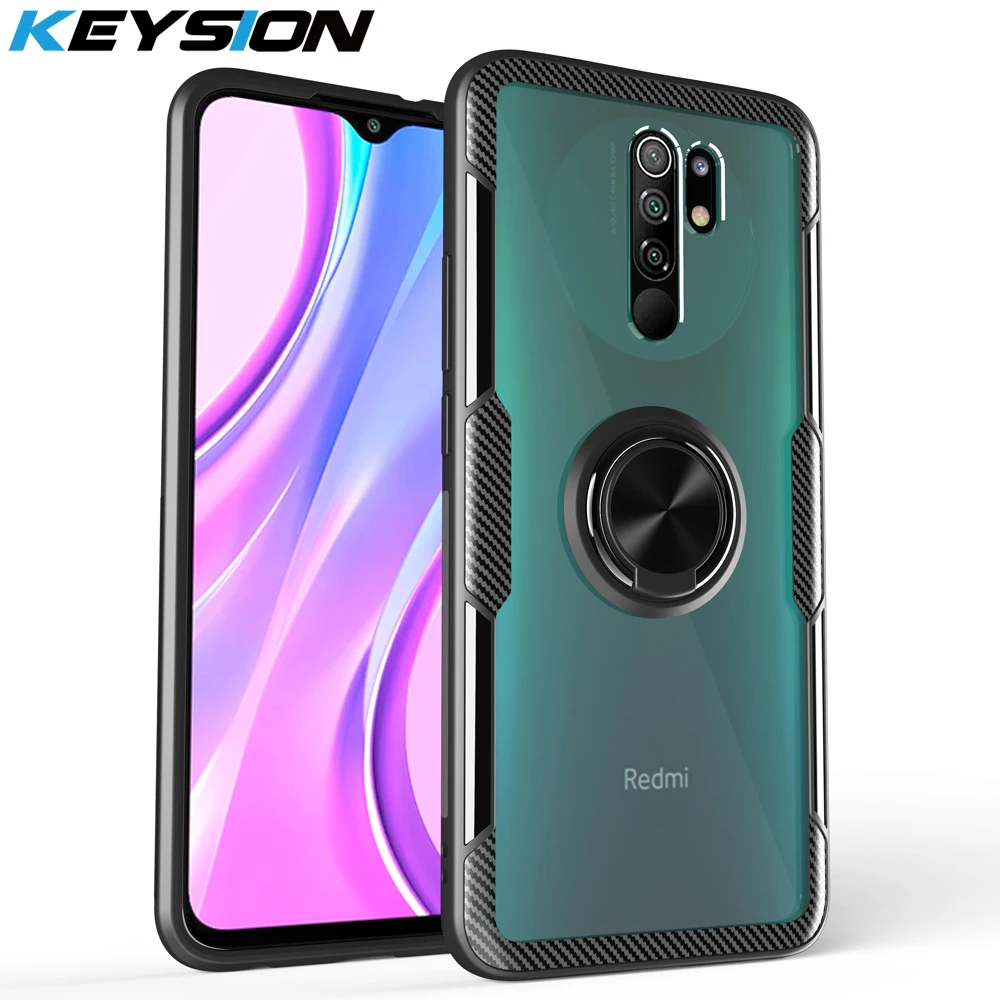 KEYSION противоударный защитный чехол для Redmi 9 прозрачная Магнитная задняя крышка с